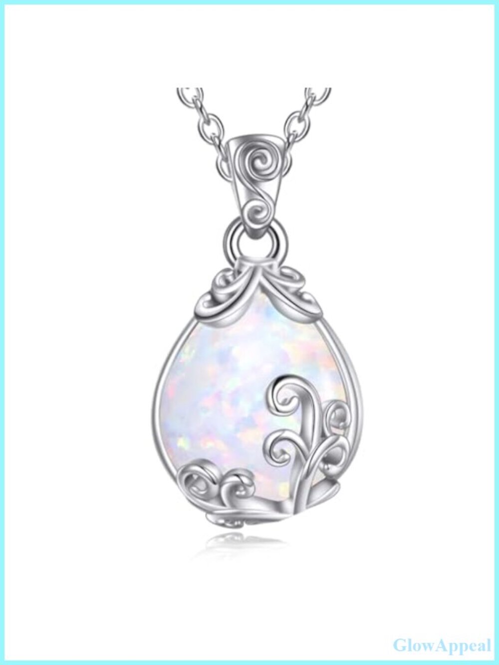 Sterling Silver Gemstone Teardrop Pendant Necklace Crystal Jewelry for Women
